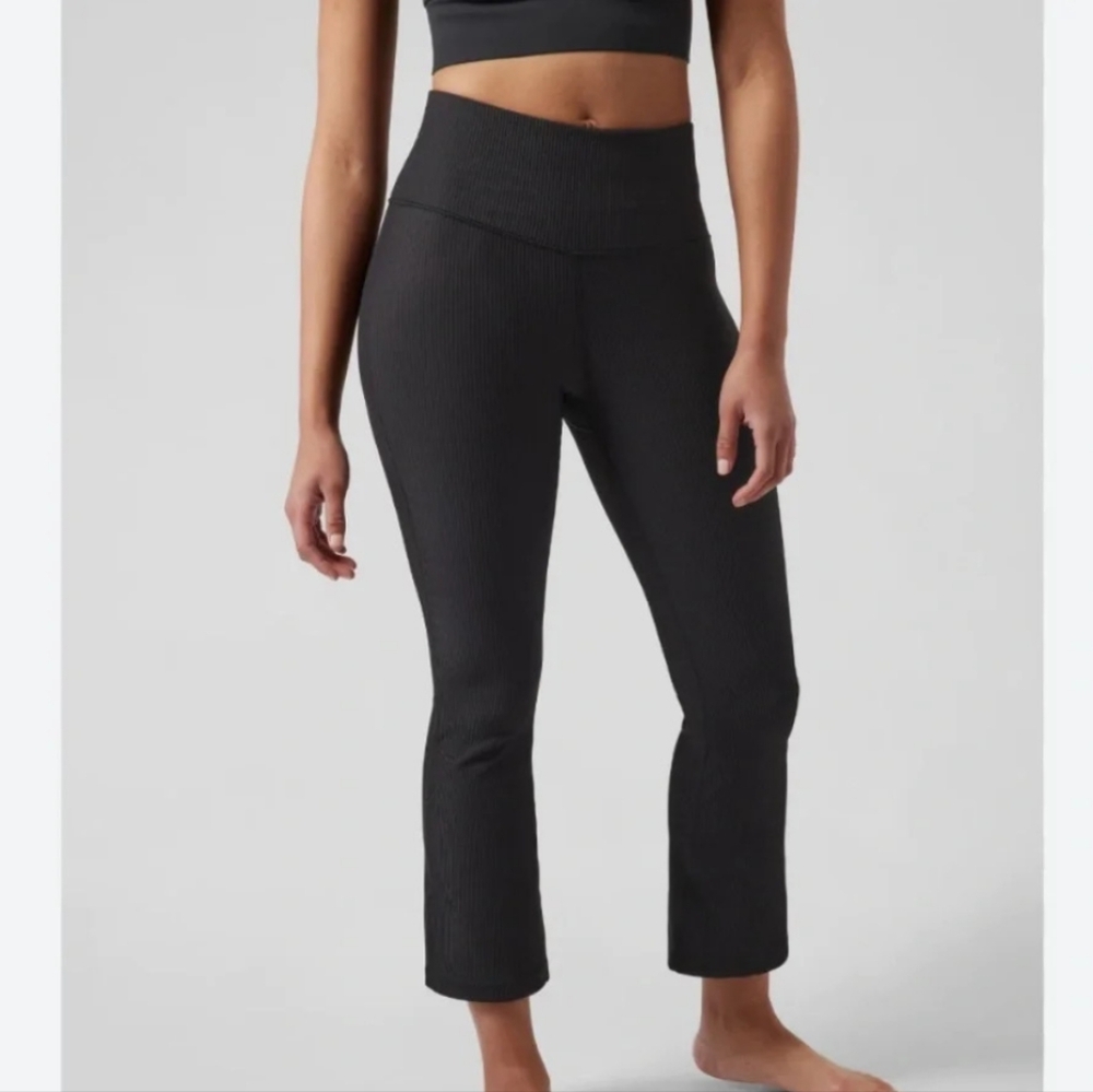 NWT Athleta Elation Rib Crop Flare Pants Black